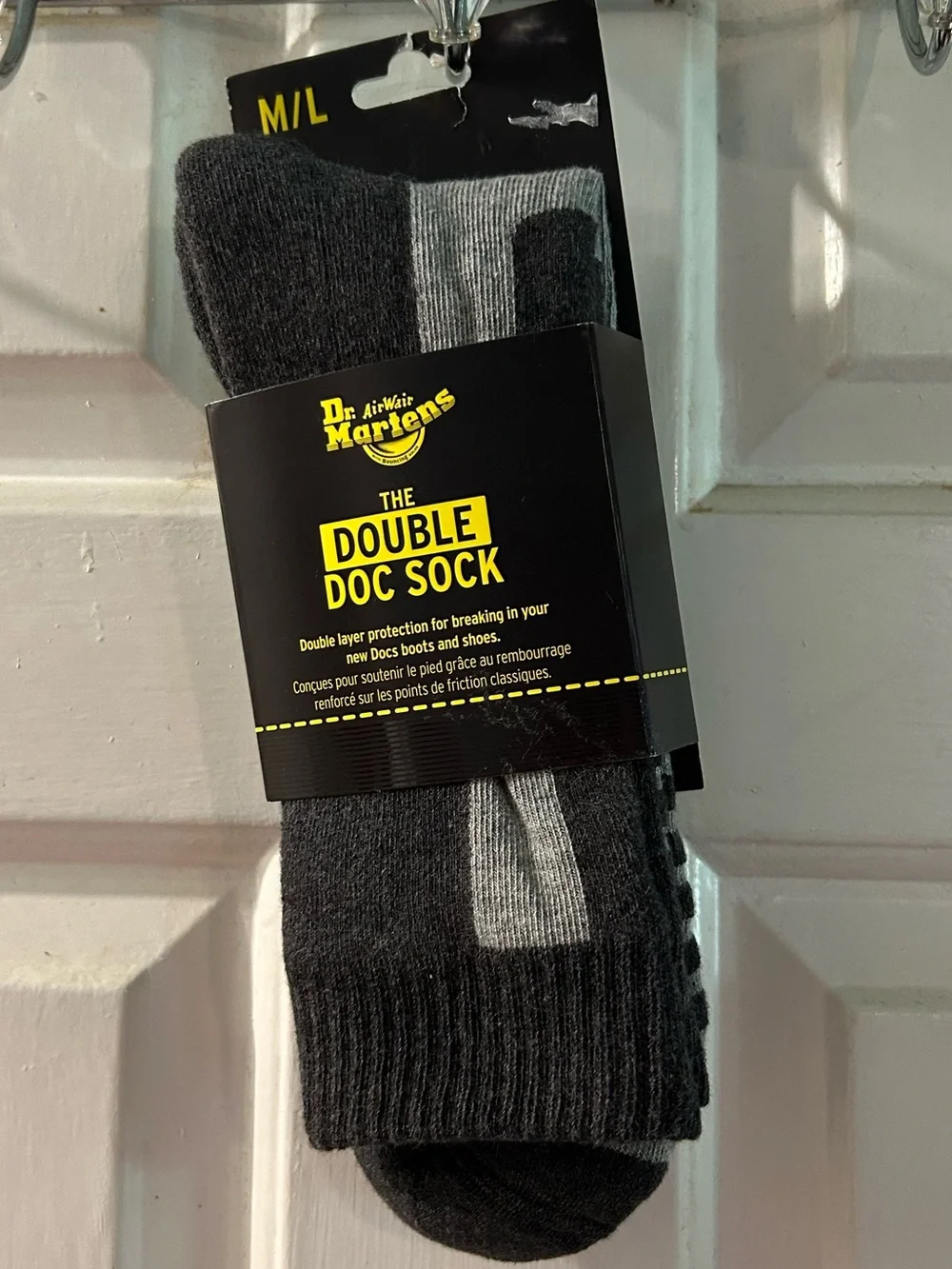 Dr. Martens Double-Layer Crew Socks in Charcoal and Light Gray
